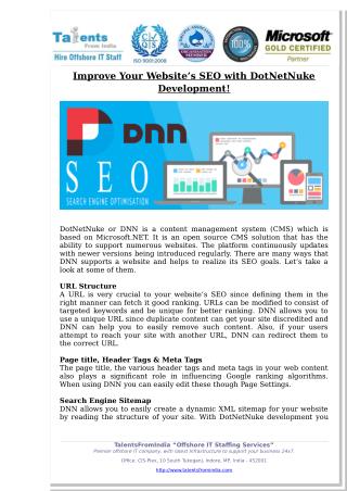 TalentsFromIndia: Improve Your Website’s SEO with DotNetNuke Development!