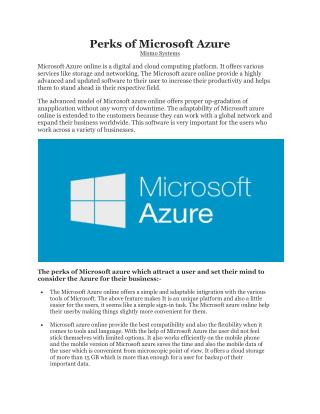 Perks of Microsoft Azure