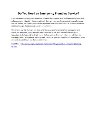 Do You Need an Emergency Plumbing Service?