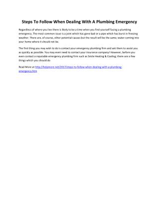 Steps To Follow When Dealing With A Plumbing Emergency