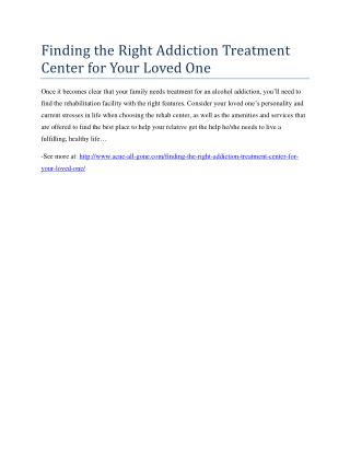 Finding the Right Addiction Treatment Center for Your Loved One