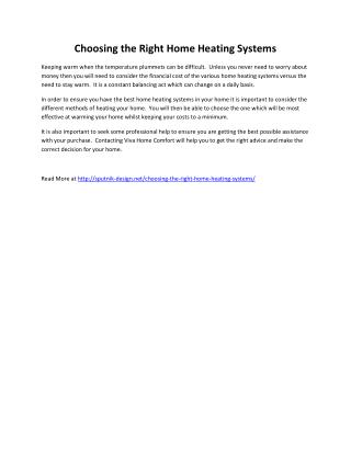 Choosing the Right Home Heating Systems