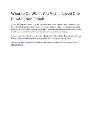 What to Do When You Visit a Loved One In Addiction Rehab