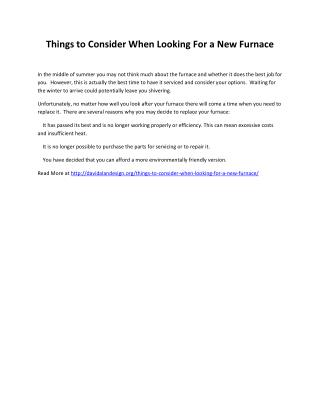 Things to Consider When Looking For a New Furnace