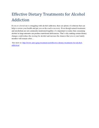 Effective Dietary Treatments for Alcohol Addiction