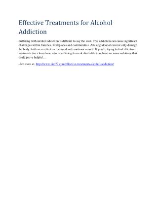 Effective Treatments for Alcohol Addiction
