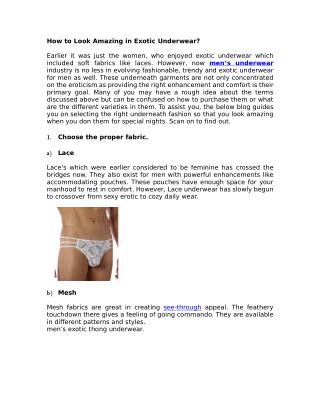 How to Look Amazing in Exotic Underwear?