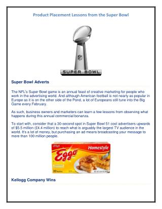 Product Placement Lessons from the Super Bowl