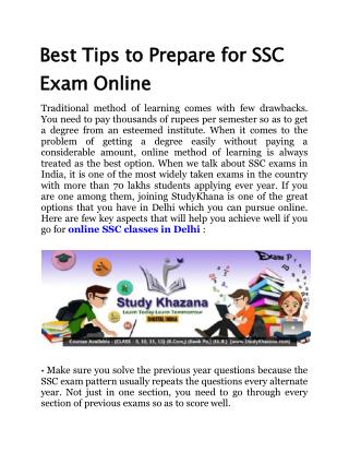 Best Tips to Prepare for SSC Exam Online