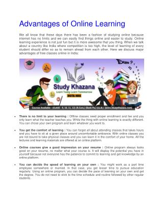 Advantages of Online Learning