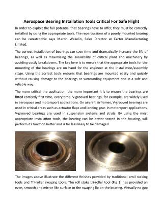 Aerospace Bearing Installation Tools Critical For Safe Flight