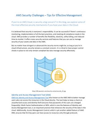 AWS Security Challenges – Tips for Effective Management