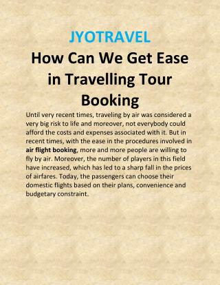 How Can We Get Ease in Travelling Tour Booking