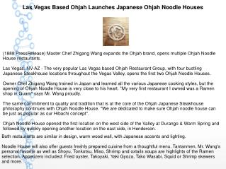 Las Vegas Based Ohjah Launches Japanese Ohjah Noodle Houses