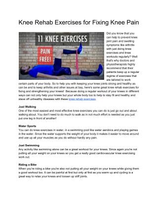 11 Knee rehab exercises to fix knee pain