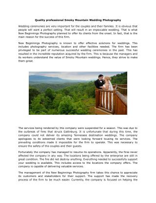 Quality professional Smoky Mountain Wedding Photography