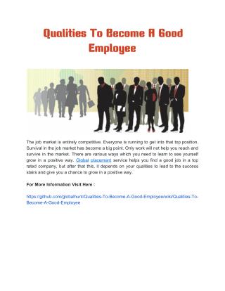 Qualities To Become A Good Employee