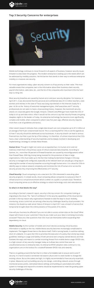 Top 3 Security Concerns for enterprises