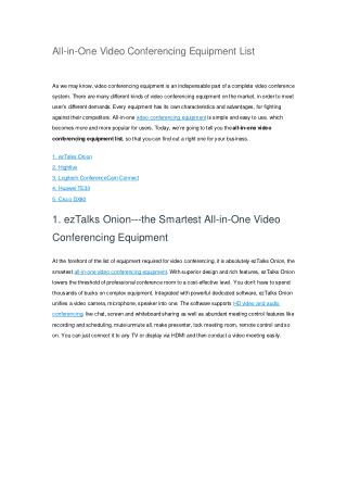 All-in-One Video Conferencing Equipment List