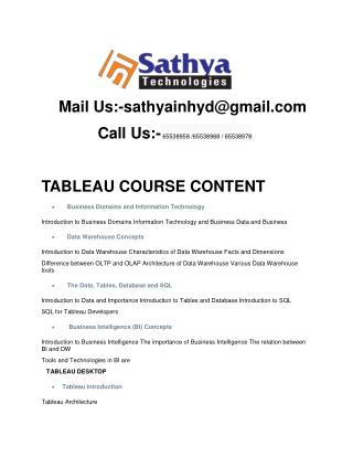 Tableau – Best software training institute
