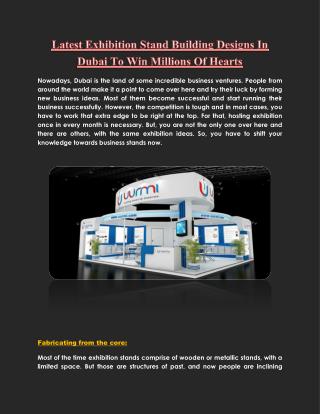 Latest Exhibition Stand Building Designs In Dubai To Win Millions Of Hearts