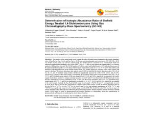 Determination of Isotopic Abundance Ratio of Biofield Energy Treated 1,4-Dichlorobenzene Using Gas Chromatography-Mass S