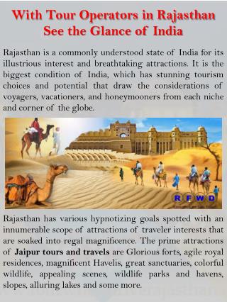 With Tour Operators in Rajasthan See the Glance of India