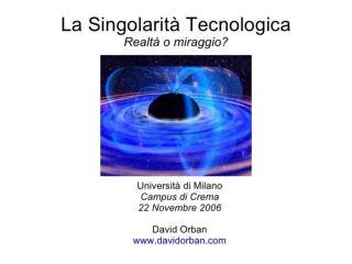 La Singolarità Tecnologica - David Orban