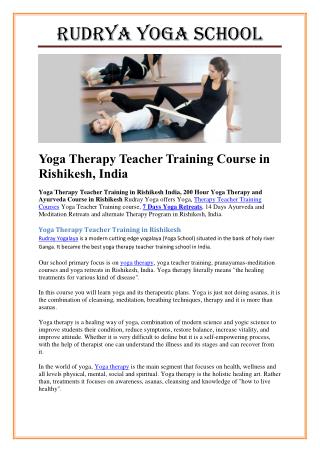 200 Hour Yoga Therapy Teacher Training Course in Rishikesh India