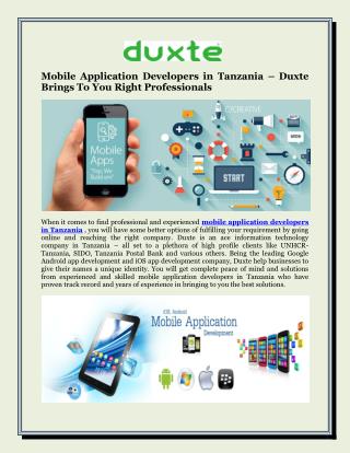 Mobile Application Developers In Tanzania – Duxte Brings To You Right Professionals