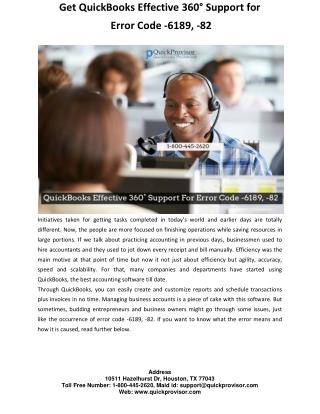 Get QuickBooks Effective 360° Support for Error Code -6189, -82