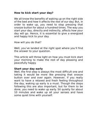 How to kick start your day?