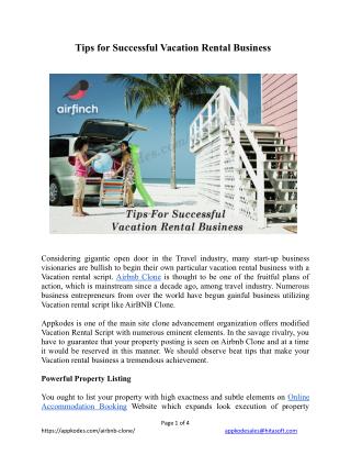 Tips For Successful Vacation Rental Business
