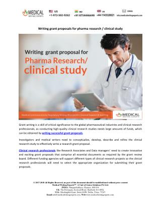 Writing grant proposals for pharma research / clinical study