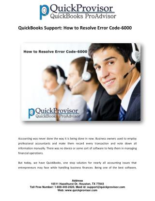 QuickBooks Support: How to Resolve Error Code-6000