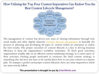 How Utilizing the Top Four Content Imperatives Can Endow You the Best Content Lifecycle Management?