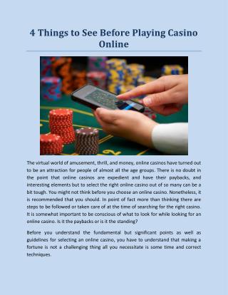 4 Things to See Before Playing Casino Online