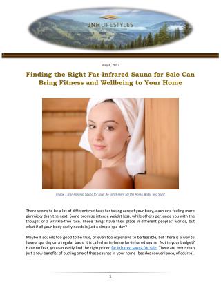 Finding the Right Far-Infrared Sauna for Sale Can Bring Fitness and Wellbeing to Your Home
