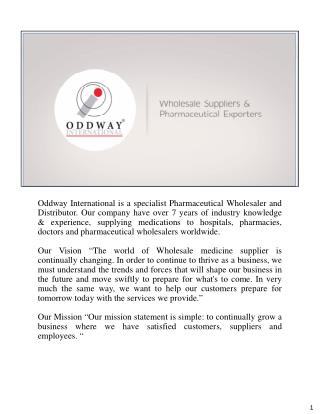 Anti Cancer Pharmaceutical Distribution Industry | OddwayInternational