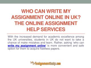 Who Can Write My Assignment Online in UK?