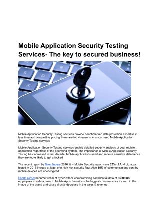 Mobile Application Security Testing Services