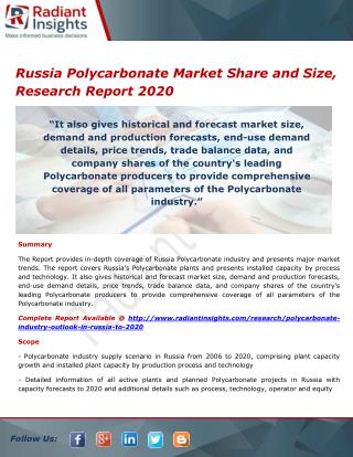 Russia Polycarbonate Market Share, Trends and Forecasts 2020