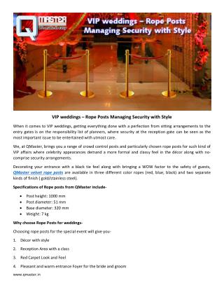 VIP weddings – Rope Posts Managing Security with Style