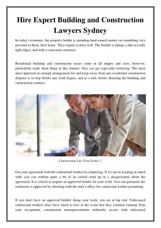 Hire Expert Building and Construction Lawyers Sydney