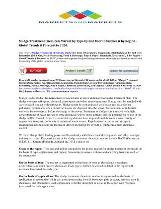 Sludge Treatment Chemicals Market by Type by End User Industries.