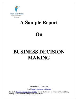 Sample Report on Business Decision Making By Instant Essay Writing