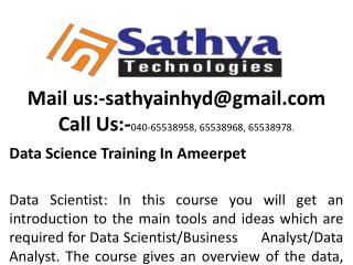 Data Science Training Institute In Hyderabad|SathyaTechnologies