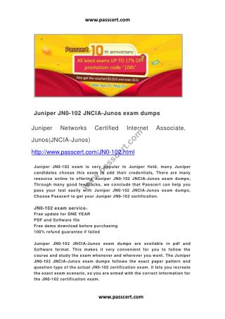 Juniper JN0-102 JNCIA-Junos exam dumps