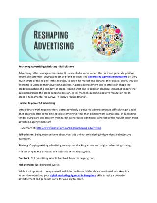 Reshaping Advertising Marketing - IM Solutions