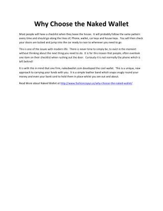Why Choose the Naked Wallet